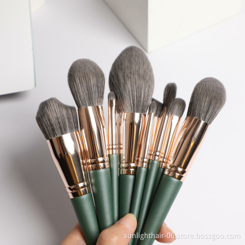 Make up brushes 10pcs professional with wool foundation powder blush cosmetic private label makeup brush sets